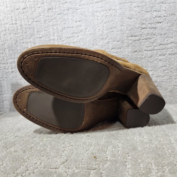 Frye Naomi Pickstitch Women's Size US 9B Brown Suede Strappy Ankle Bootie Boots. - Picture 7 of 9